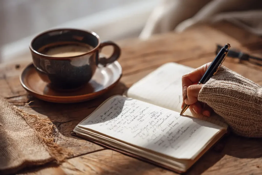 Tracking progress using a smart goals worksheet in a journal